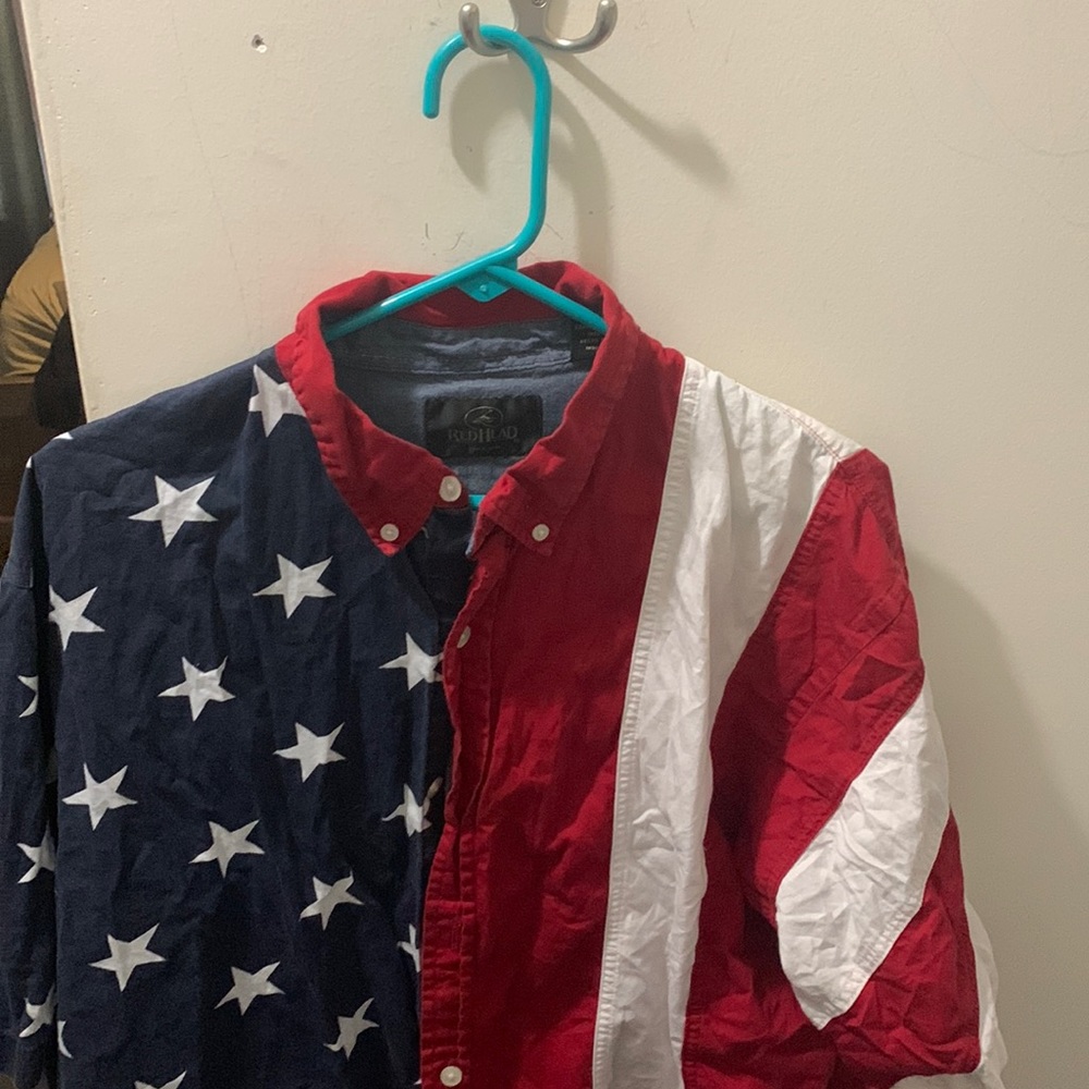 American Flag short sleeve button down.